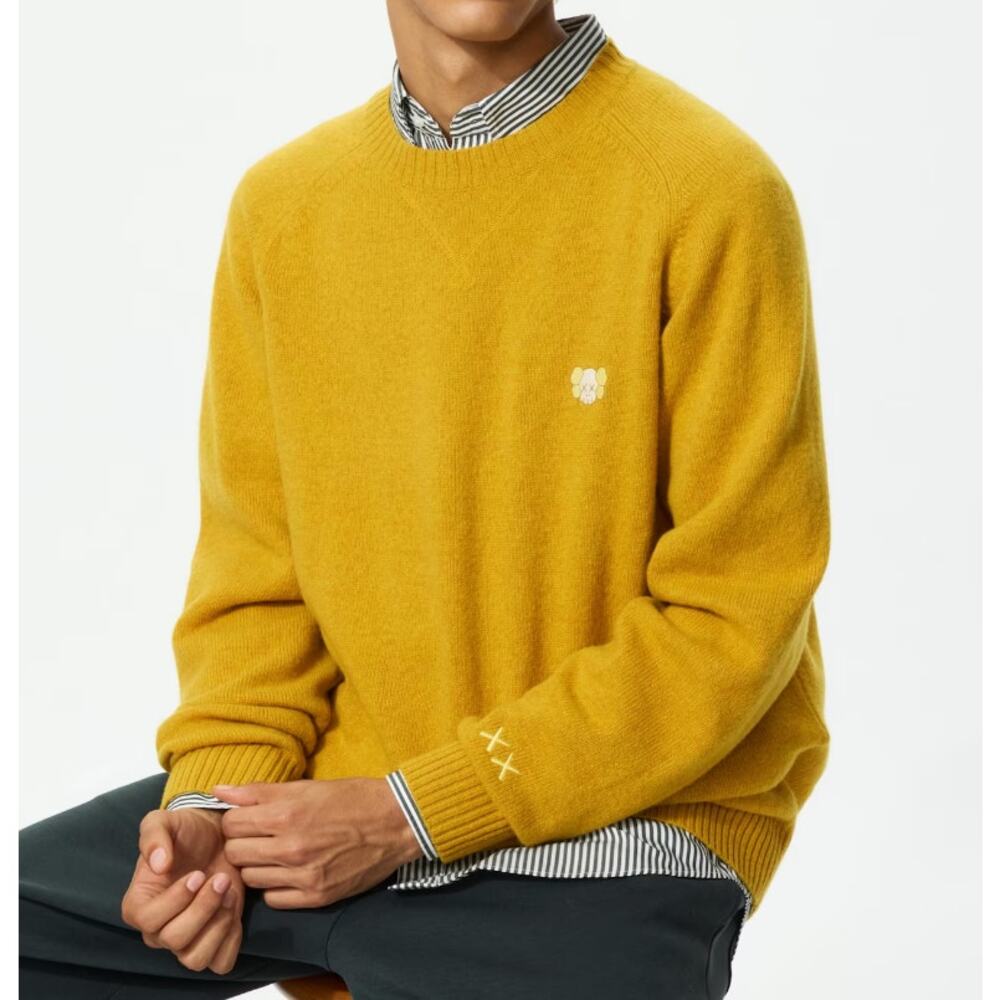 Uniqlo KAWS WINTER Lambswool Sweater in Yellow